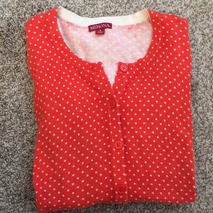 Merona red and white polka dot sweater